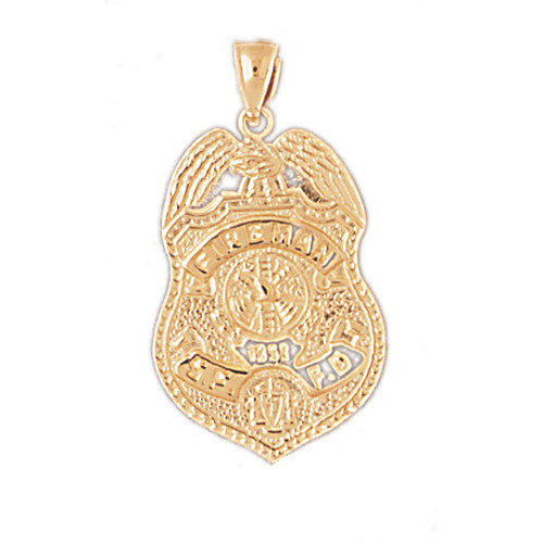 14K GOLD FIRE FIGHTING CHARM - FIRE DEPT. BADGE #4609