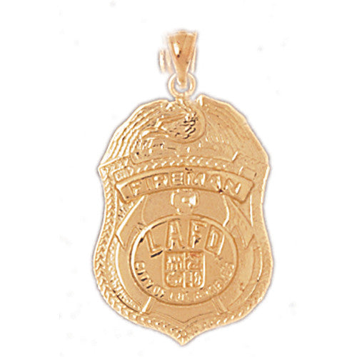 14K GOLD FIRE FIGHTING CHARM - FIRE DEPT. BADGE #4612