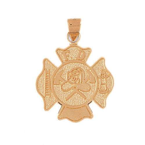 14K GOLD FIRE FIGHTING CHARM - FIRE DEPT. CROSS #4598