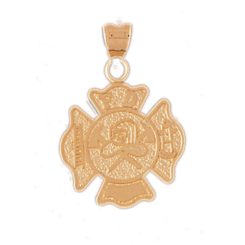 14K GOLD FIRE FIGHTING CHARM - FIRE DEPT. CROSS #4599