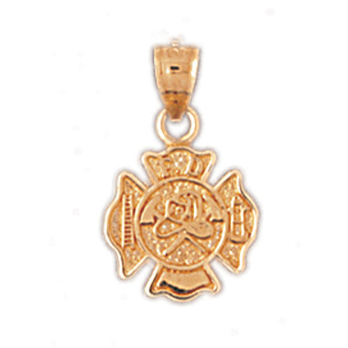 14K GOLD FIRE FIGHTING CHARM - FIRE DEPT. CROSS #4600