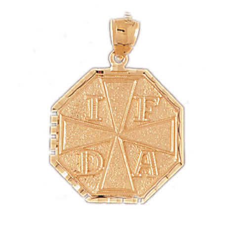 14K GOLD FIRE FIGHTING CHARM - FIRE DEPT. CROSS #4601