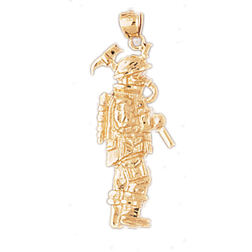 14K GOLD FIRE FIGHTING CHARM - FIREFIGHTER #4613