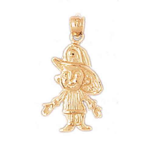 14K GOLD FIRE FIGHTING CHARM - FIREFIGHTER #4614