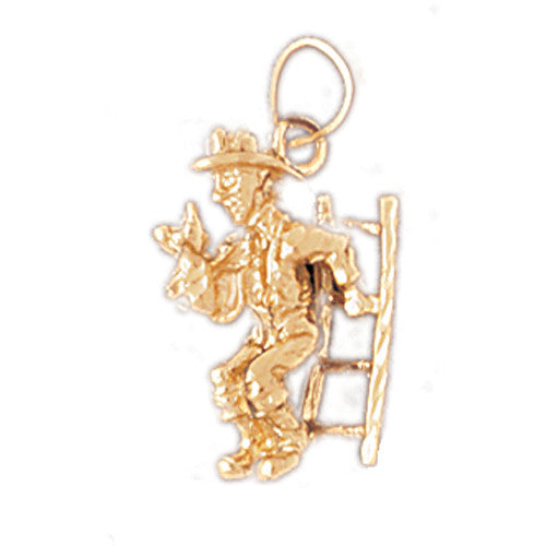 14K GOLD FIRE FIGHTING CHARM - FIREFIGHTER #4615