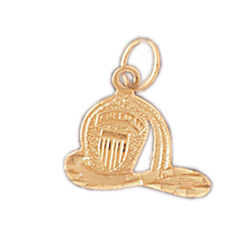14K GOLD FIRE FIGHTING CHARM - FIREMAN'S HAT #4623