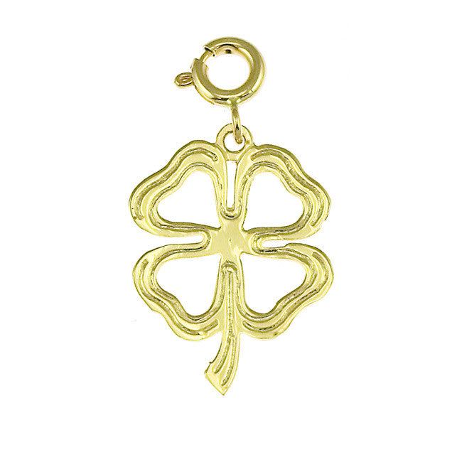 14K GOLD GAMBLING CHARM - 4 LEAF CLOVER #5374