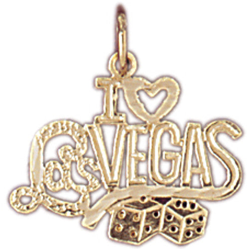 14K GOLD GAMBLING CHARM - I LOVE LAS VEGAS #5394