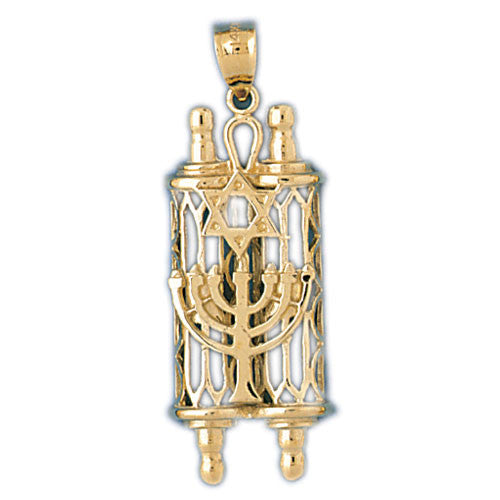14K GOLD JEWISH CHARM - TORAH #9095