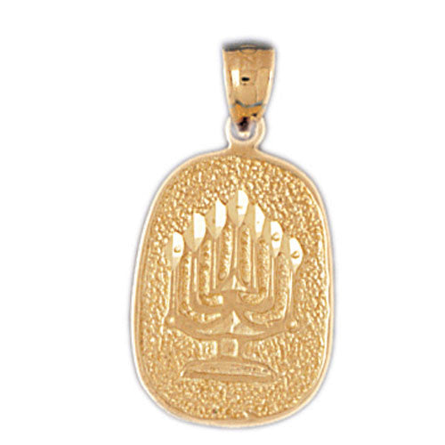 14K GOLD JEWISH MEDAL CHARM - HANUKKAH CANDLE #9044
