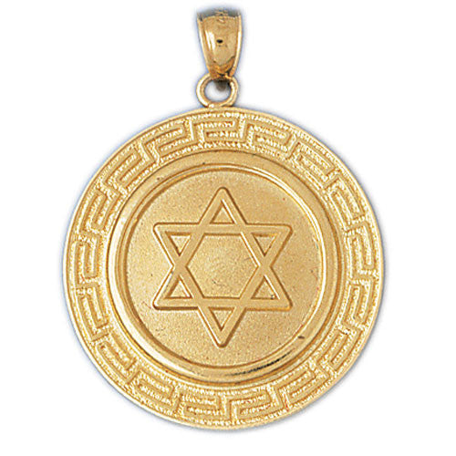 14K GOLD JEWISH MEDAL CHARM - STAR OF DAVID #9185