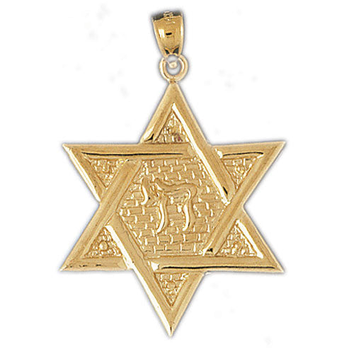 14K GOLD JEWISH MEDAL CHARM - STAR OF DAVID #9188