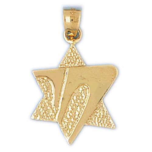 14K GOLD JEWISH MEDAL CHARM - STAR OF DAVID #9193