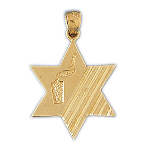 14K GOLD JEWISH MEDAL CHARM - STAR OF DAVID #9194