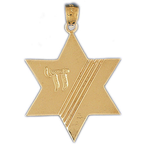14K GOLD JEWISH MEDAL CHARM - STAR OF DAVID #9195