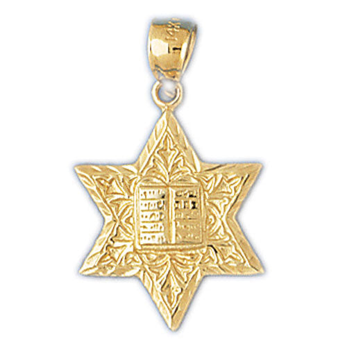 14K GOLD JEWISH MEDAL CHARM - STAR OF DAVID #9196