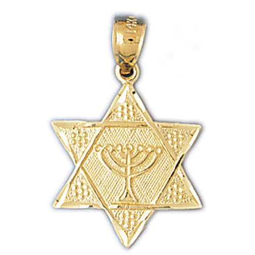 14K GOLD JEWISH MEDAL CHARM - STAR OF DAVID #9197