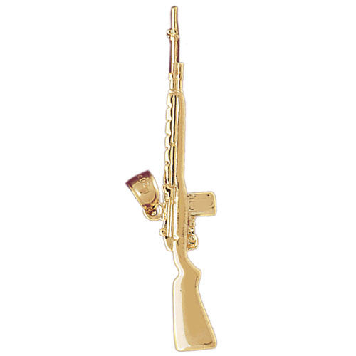 14K GOLD MILITARY CHARM - MACHINE GUN #4534