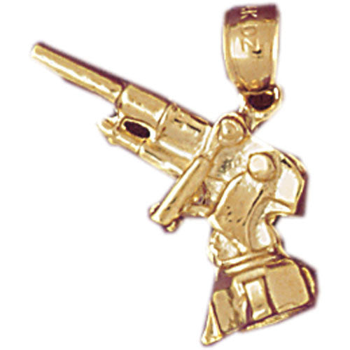 14K GOLD MILITARY CHARM - MACHINE GUN #4538
