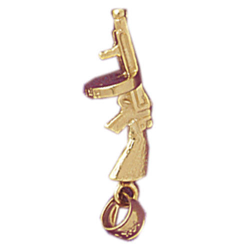 14K GOLD MILITARY CHARM - MACHINE GUN #4539