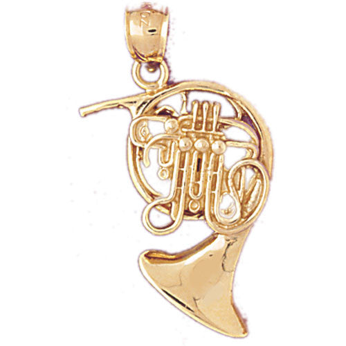 14K GOLD MUSIC CHARM - FRENCH HORN #6176