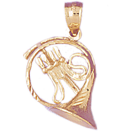 14K GOLD MUSIC CHARM - FRENCH HORN #6177
