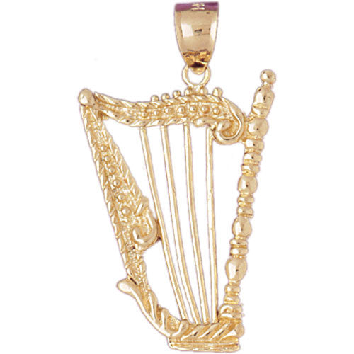 14K GOLD MUSIC CHARM - HARP #6182