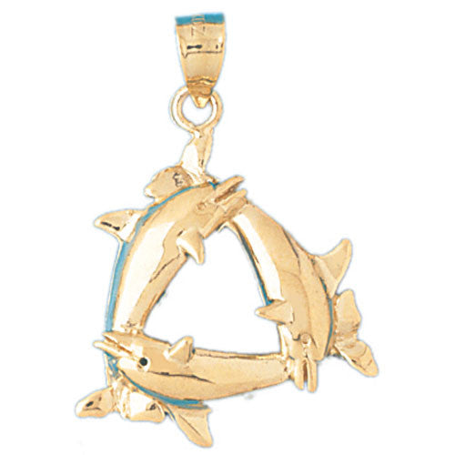 14K GOLD NAUTICAL CHARM - DOLPHIN #358