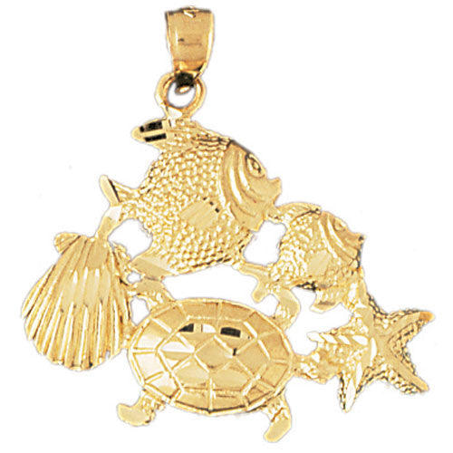 14K GOLD NAUTICAL CHARM - FISH #705