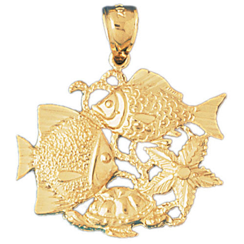 14K GOLD NAUTICAL CHARM - FISH #716