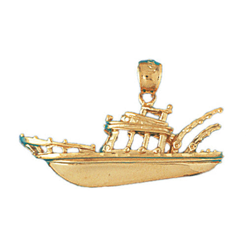 14K GOLD NAUTICAL CHARM - FISHING BOAT #1336