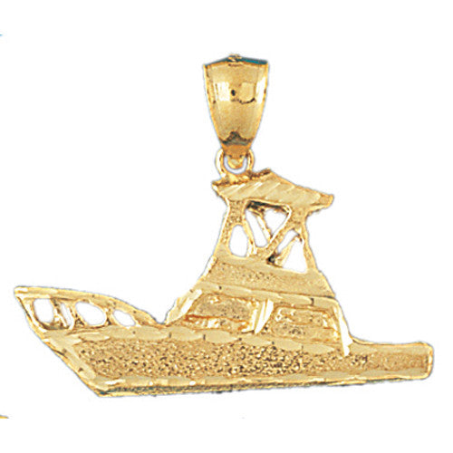 14K GOLD NAUTICAL CHARM - FISHING BOAT #1339