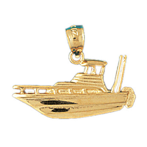 14K GOLD NAUTICAL CHARM - FISHING BOAT #1341
