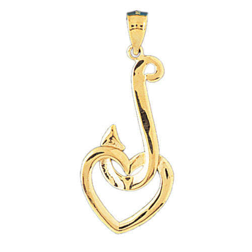 14K GOLD NAUTICAL CHARM - FISHING HOOK #1208