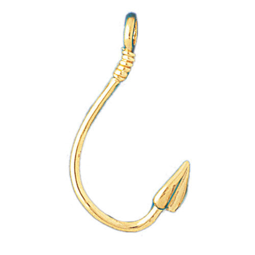 14K GOLD NAUTICAL CHARM - FISHING HOOK #1209