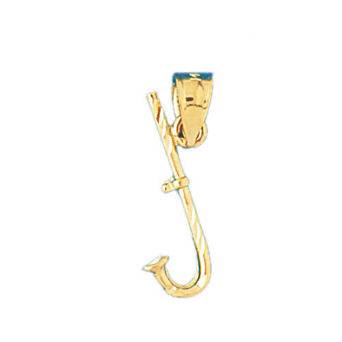 14K GOLD NAUTICAL CHARM - FISHING HOOK #1211