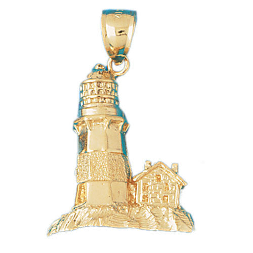 14K GOLD NAUTICAL CHARM - LIGHTHOUSE #1444