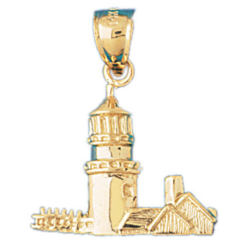 14K GOLD NAUTICAL CHARM - LIGHTHOUSE #1454