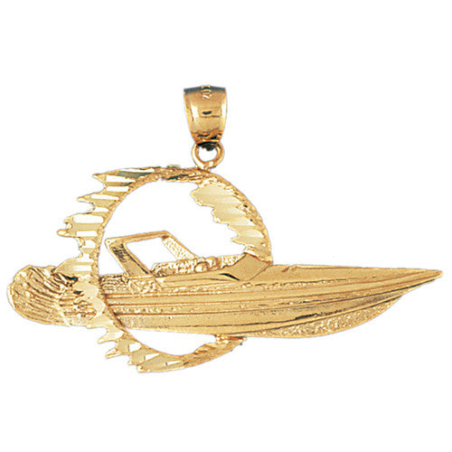 14K GOLD NAUTICAL CHARM - RACING BOAT #1328