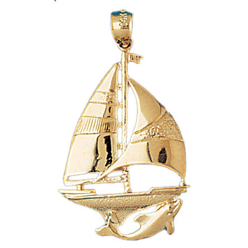 14K GOLD NAUTICAL CHARM - SAILBOAT #1078