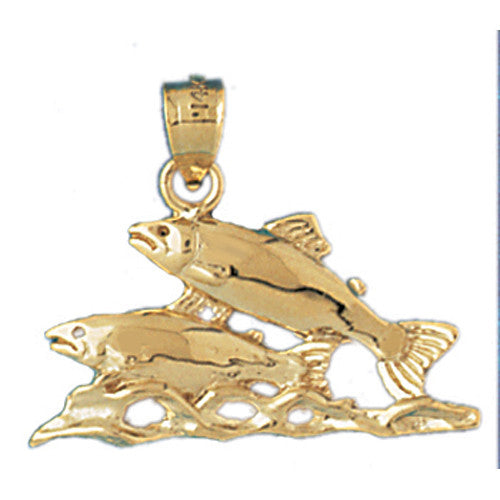 14K GOLD NAUTICAL CHARM - SALMON #596
