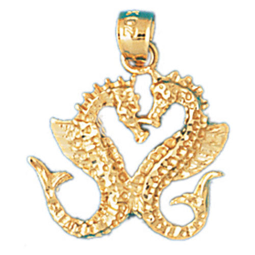 14K GOLD NAUTICAL CHARM - SEAHORSE #958