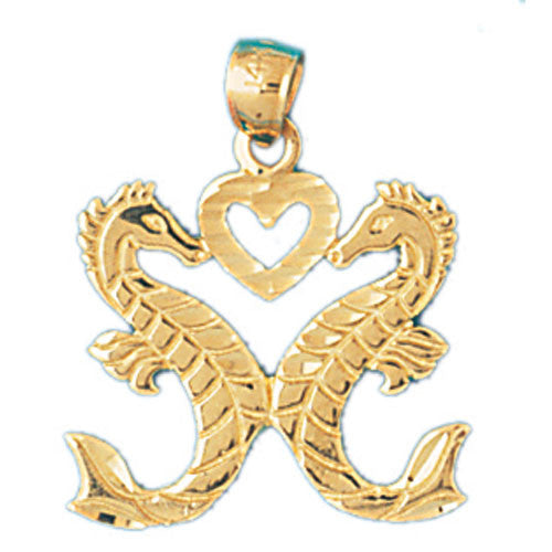 14K GOLD NAUTICAL CHARM - SEAHORSE #959