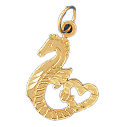 14K GOLD NAUTICAL CHARM - SEAHORSE #961