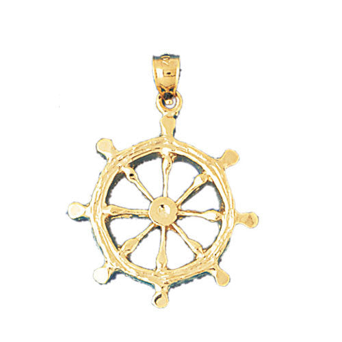14K GOLD NAUTICAL CHARM - SHIP WHEEL #1189