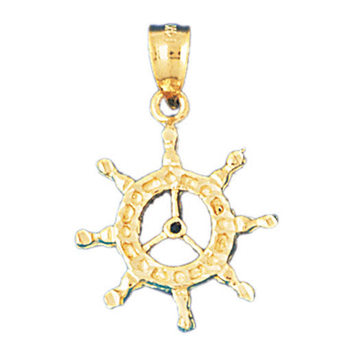 14K GOLD NAUTICAL CHARM - SHIP WHEEL #1188