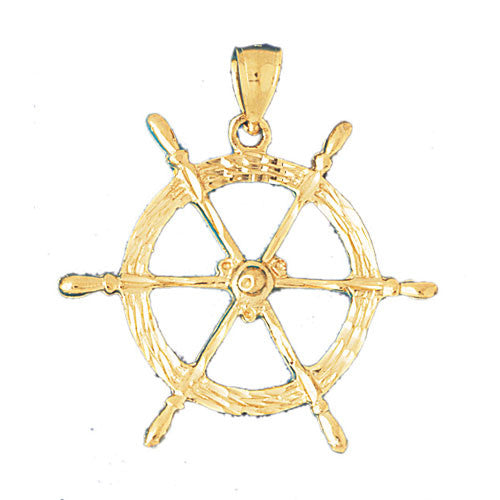14K GOLD NAUTICAL CHARM - SHIP WHEEL #1190