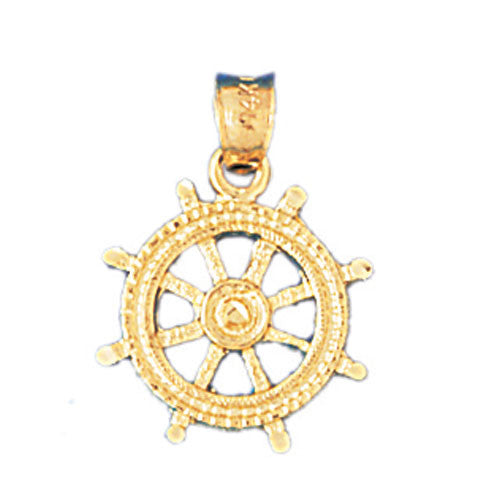 14K GOLD NAUTICAL CHARM - SHIP WHEEL #1196