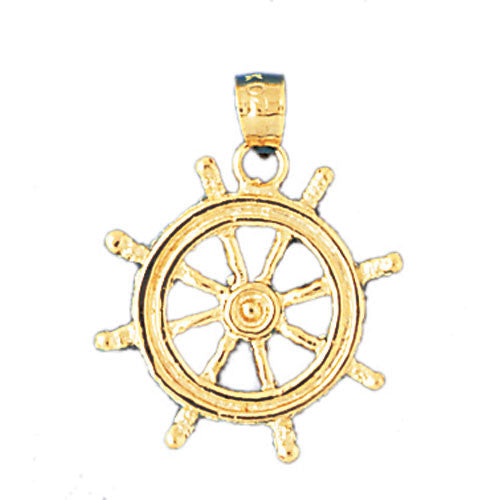 14K GOLD NAUTICAL CHARM - SHIP WHEEL #1202