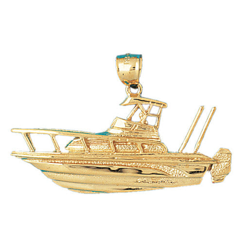 14K GOLD NAUTICAL CHARM FISHING BOAT 1353